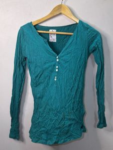 Teal Long Sleeve Henley Top