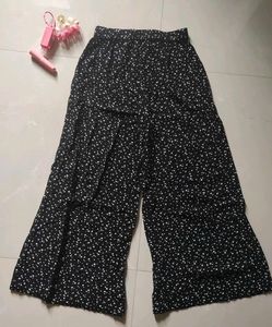 Black Dotted Wide Leg Palazzo Pants