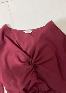 Maroon Crop Top with Knot Detail