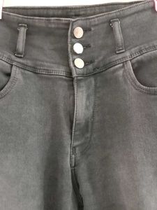 Dark Grey High-Waist Skinny Jeans