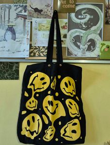 Aesthetic Groovy Smiley Face Tote Bag