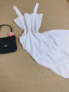 spaghetti strap white tiered dress