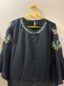 Elegant Black Embroidered Blouse