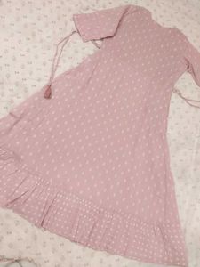Embroidered Pink frock style Kurta