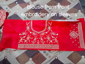 Red Embroidered  Lehnga With Choli Duppatta