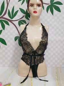 (1450)Lace Halter Teddy