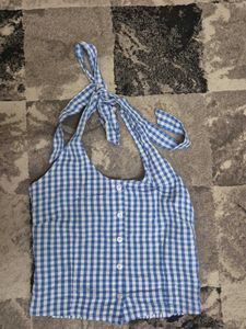 littlebox - Blue Gingham Halter Top