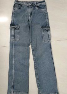 Classic Blue Denim Cargo Jeans