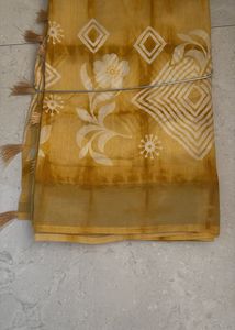 Pure Cotton Yellow Saree with Tassel