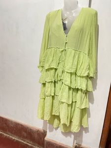 Lime Green Tiered Mini Dress