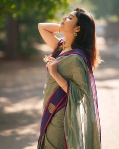 Elegant Grey Saree with Blue Border