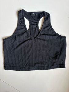 Ribbed V-Neck Crop Tank Top