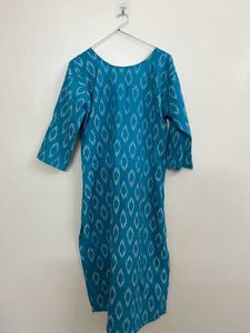 Stylish Teal Ikat Print Kurta