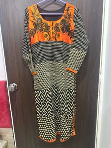 New Orange 🍊 Embroidery Kurti for ladies