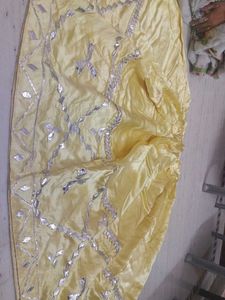 Yellow Satan silk lehnga with gota workWork