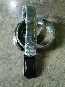 Black Leather Belt with Buckle