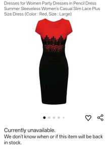 Chic Red &amp; Black Lace Pencil Dress