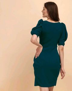 Elegant Teal Ruched Wrap Dress