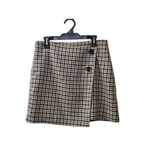 Checkered Wrap Mini Skirt