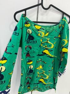 Green Printed Kurta