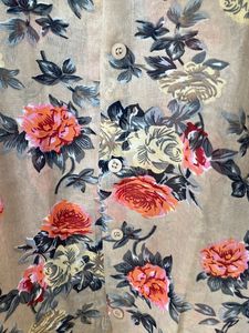 PURYS Beige Coloured Semi Formal Floral Full Sleeves Semi Sheer Shirt