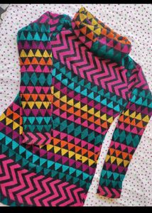 Vibrant Geometric Print Turtleneck Sweater
