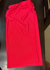 Vibrant Red One-Shoulder Ruched Dress