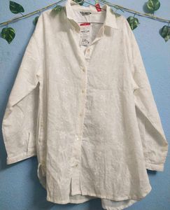 Embroidered White Long Sleeve Shirt zudio