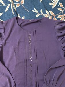 Elegant Purple Puff Sleeve Top😍