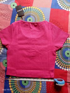 Vibrant Pink Henley Crop Top