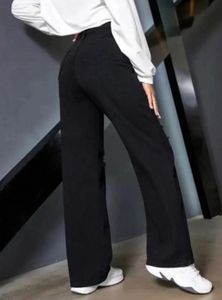 Black Ripped Wide Leg Jeans
