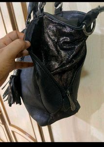 Chic Black Faux Leather Handbag