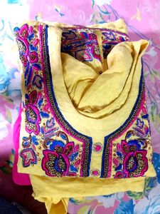 Pink And Yellow Heavy Punjabi Suit.
