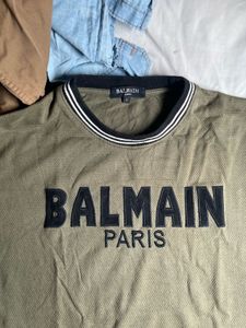 Balmain Paris Olive Green Tee