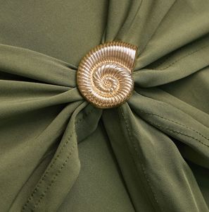 Savana Olive Green Wrap Skirt with Shell Accent