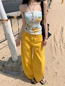 Yellow Y2k streetwear Wide-Leg Jeans