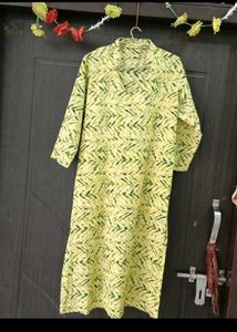 Yellow Leaf Print Kurta n pant