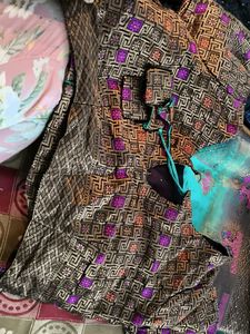 Elegant Teal &amp; Pink Silk Saree with matching blous