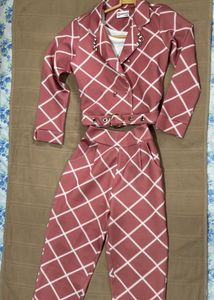 Peppermint Chic Pink & White 3 piece Suit For Girl