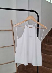 ZARA Chic White Halter Neck Tank Top