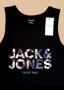 Jack &amp; Jones Black Camo Logo Tank Top