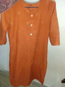 Orange Embroidered Kurta