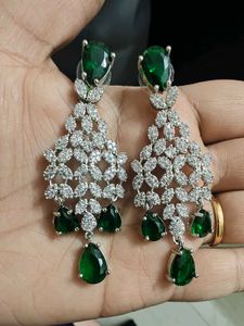 Emerald &amp; Diamond Chandelier Earrings