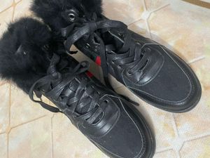 Gucci Fur Trim High-Top Sneakers