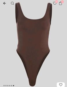 Brown High-Cut One-Piece bodysuit