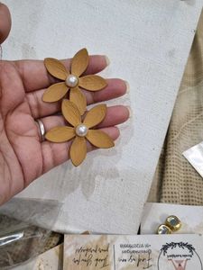 Flower Earrings with Pearl Accent