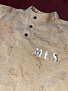 Boys Peach Printed T-Shirt and Denim Shorts Set