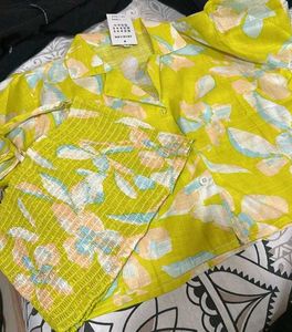 Yellow Floral Crop Top Set