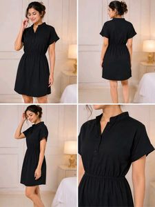 Stylish Black Casual Shirt Dress