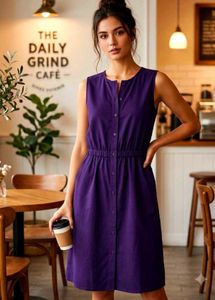 Purple Button-Up Midi Dress 💜